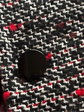 Sisley Black & White Tweed Pea Coat with Red specks